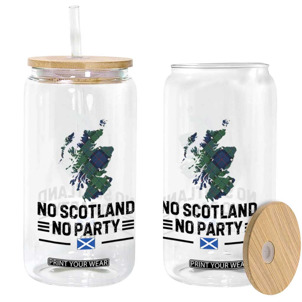 No Scotland No Party Tartan Plaid and Map Glass Can Vintage Scottish Football Supporter Sports Fans Spirit TS02 Print Your Wear