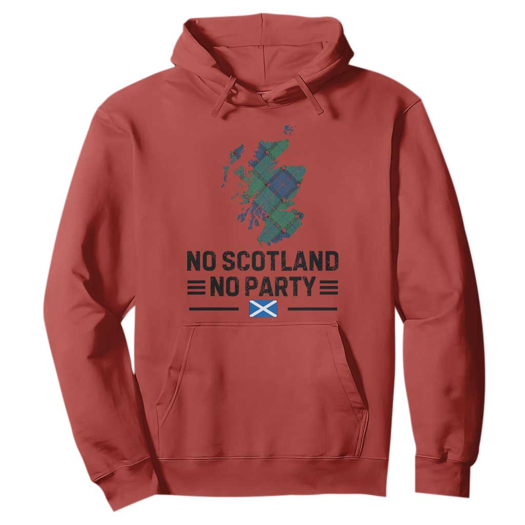 No Scotland No Party Tartan Plaid and Map Hoodie Vintage Scottish Football Supporter Sports Fans Spirit TS02 Red Print Your Wear