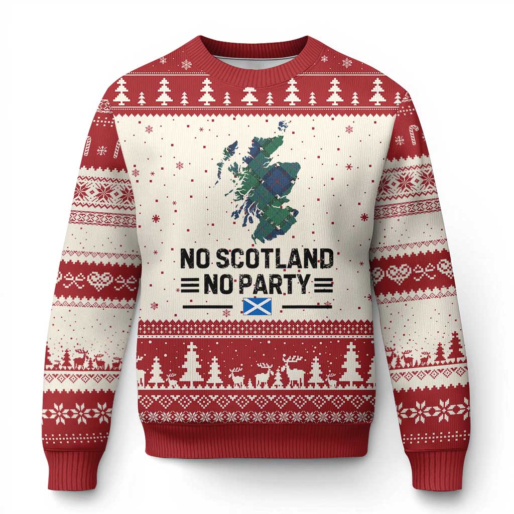 No Scotland No Party Tartan Plaid and Map Ugly Christmas Sweater Vintage Scottish Football Supporter Sports Fans Spirit TS02 Beige Red Print Your Wear