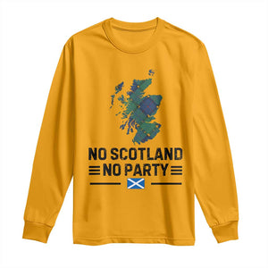 No Scotland No Party Tartan Plaid and Map Long Sleeve Shirt Vintage Scottish Football Supporter Sports Fans Spirit TS02 Gold Print Your Wear