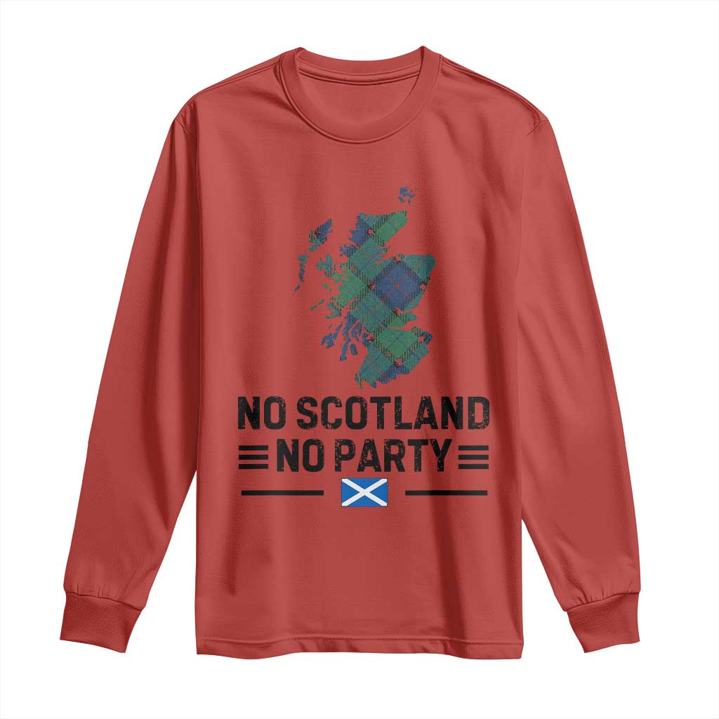 No Scotland No Party Tartan Plaid and Map Long Sleeve Shirt Vintage Scottish Football Supporter Sports Fans Spirit TS02 Red Print Your Wear