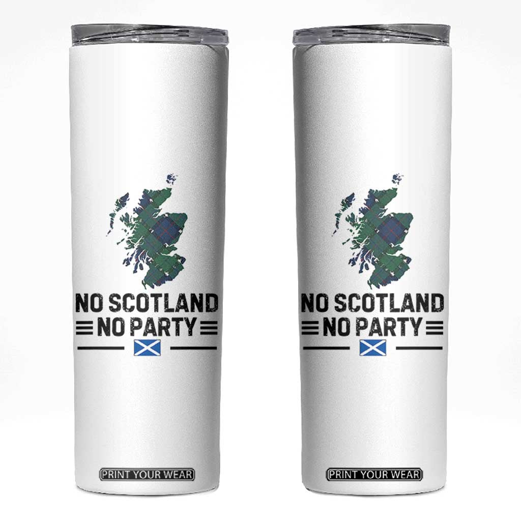 No Scotland No Party Tartan Plaid and Map Skinny Tumbler Vintage Scottish Football Supporter Sports Fans Spirit TS02 White Print Your Wear