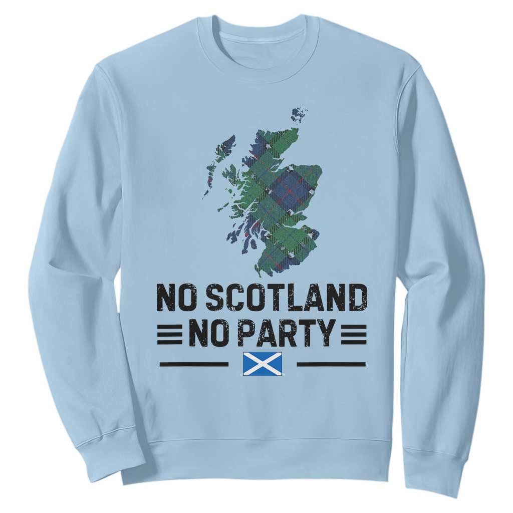 No Scotland No Party Tartan Plaid and Map Sweatshirt Vintage Scottish Football Supporter Sports Fans Spirit TS02 Light Blue Print Your Wear