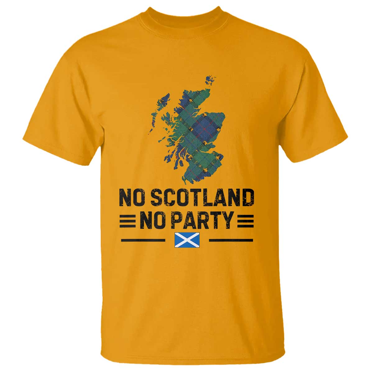 No Scotland No Party Tartan Plaid and Map T Shirt Vintage Scottish Football Supporter Sports Fans Spirit TS02 Gold Print Your Wear