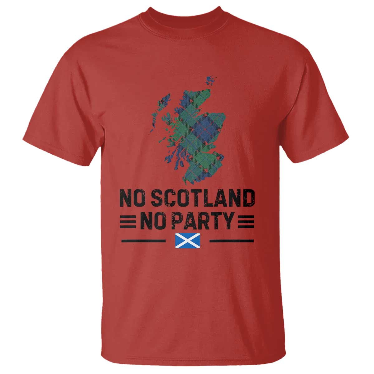 No Scotland No Party Tartan Plaid and Map T Shirt Vintage Scottish Football Supporter Sports Fans Spirit TS02 Red Print Your Wear