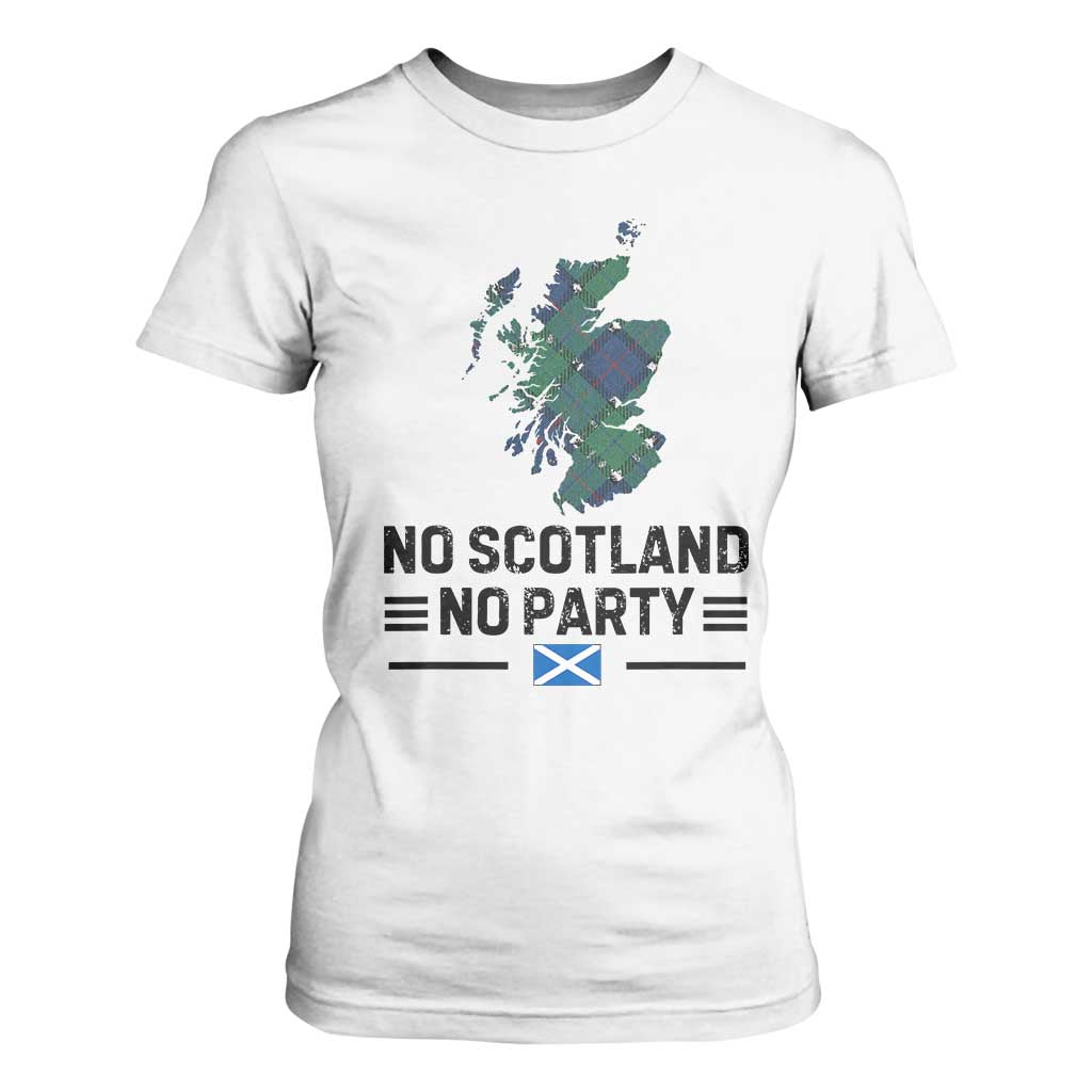 No Scotland No Party Tartan Plaid and Map T Shirt For Women Vintage Scottish Football Supporter Sports Fans Spirit TS02 White Print Your Wear