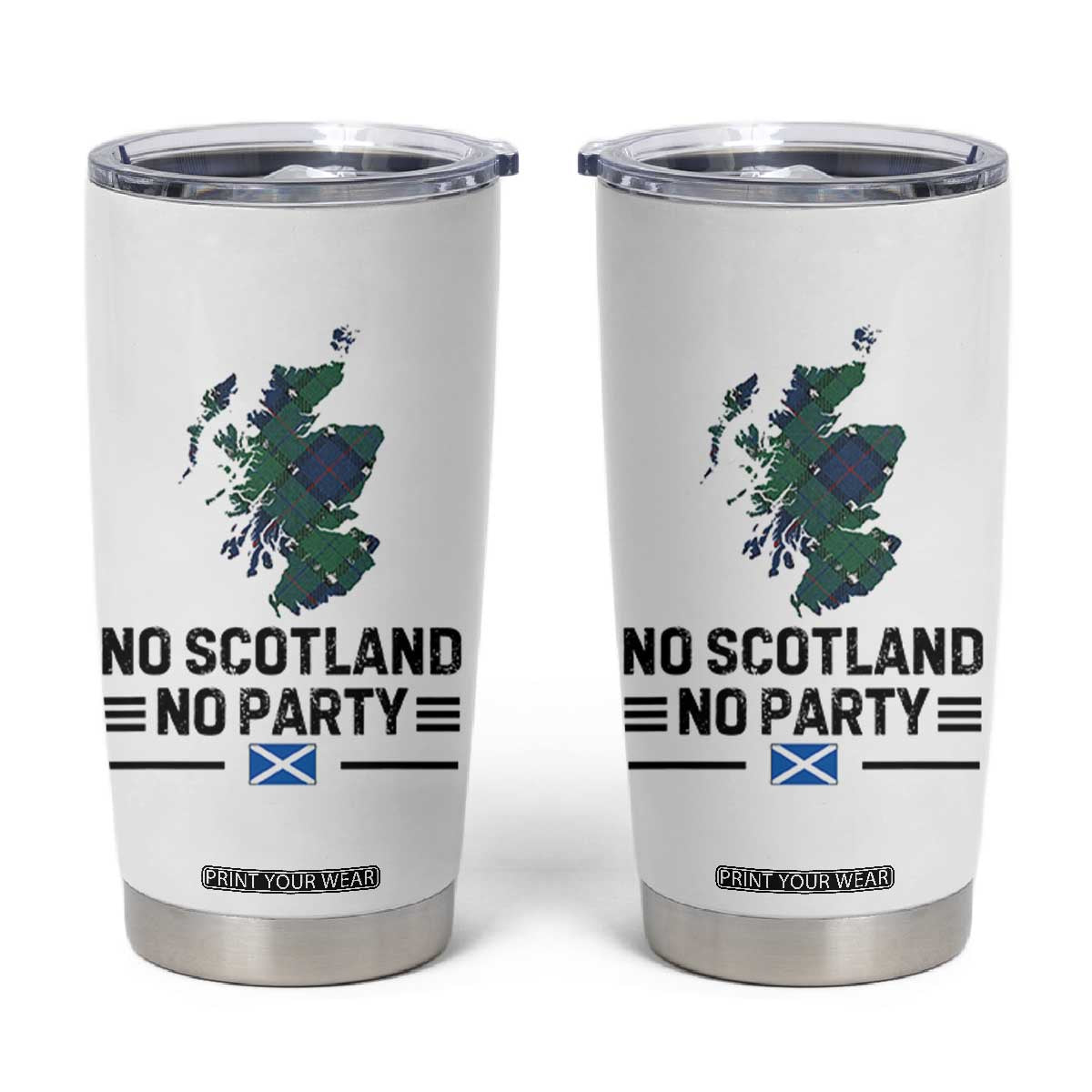 No Scotland No Party Tartan Plaid and Map Tumbler Cup Vintage Scottish Football Supporter Sports Fans Spirit TS02 White Print Your Wear