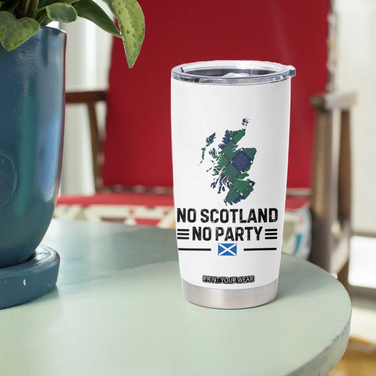 No Scotland No Party Tartan Plaid and Map Tumbler Cup Vintage Scottish Football Supporter Sports Fans Spirit TS02 Print Your Wear
