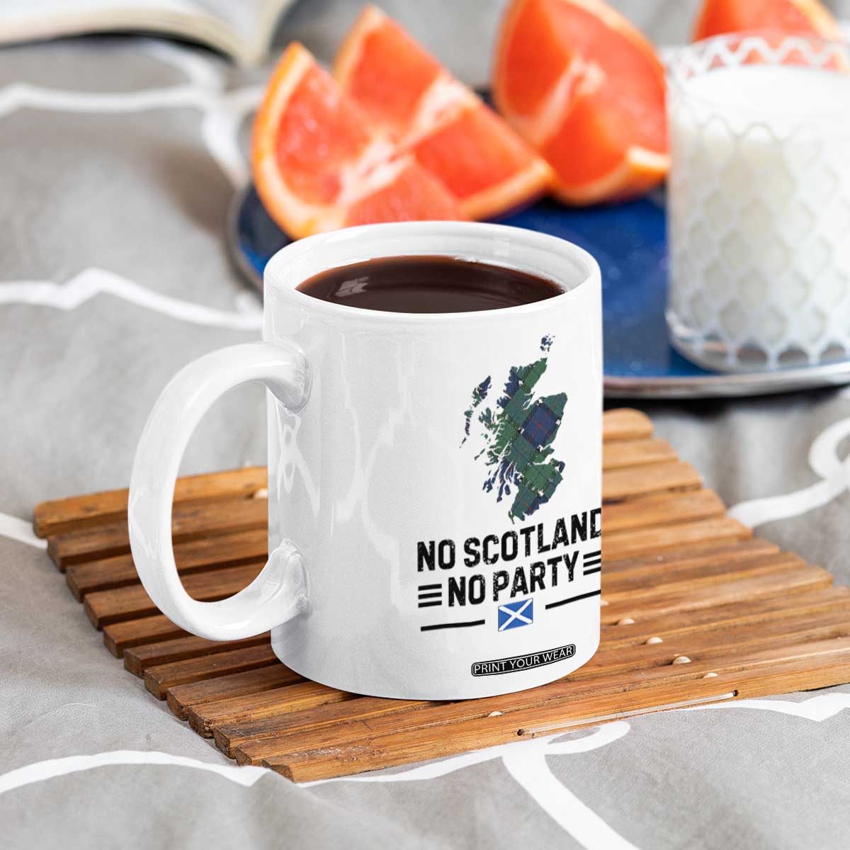 No Scotland No Party Tartan Plaid and Map Coffee Mug Vintage Scottish Football Supporter Sports Fans Spirit TS02 Print Your Wear