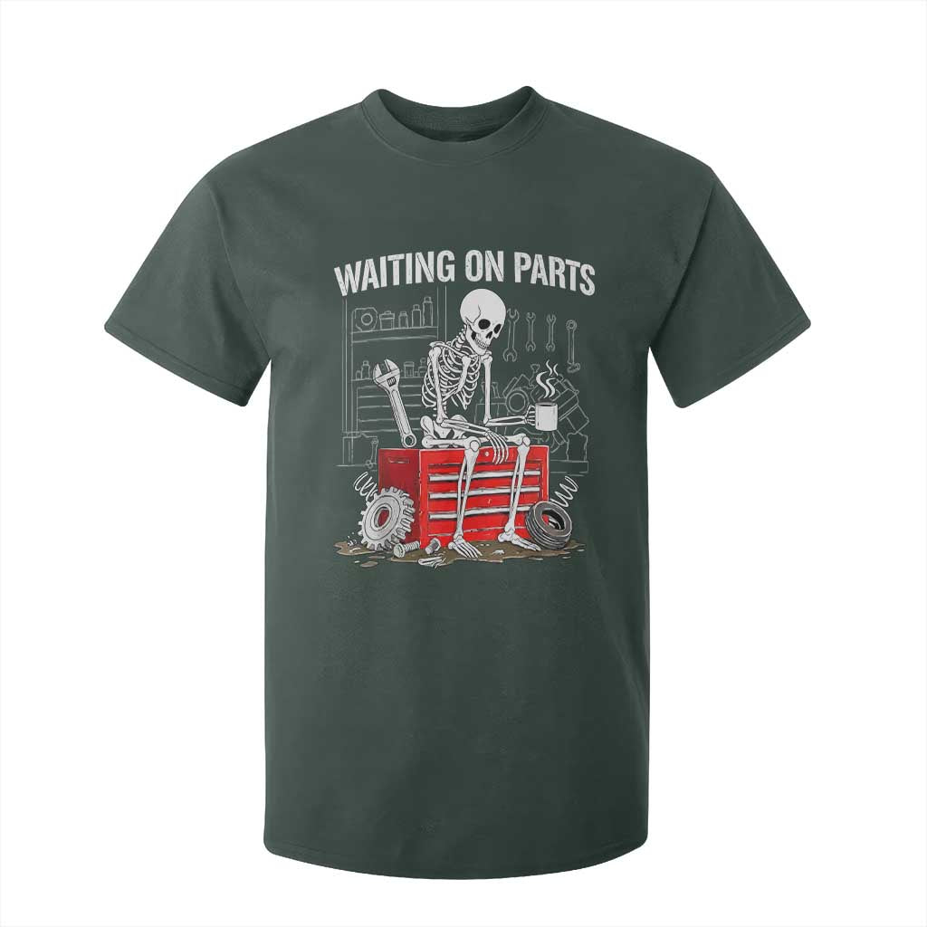 Waiting On Parts Skeleton Mechanic T Shirt For Kid Funny Sarcastic Auto Garage Repair Tech