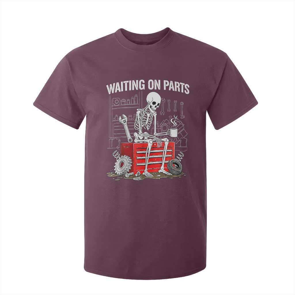 Waiting On Parts Skeleton Mechanic T Shirt For Kid Funny Sarcastic Auto Garage Repair Tech