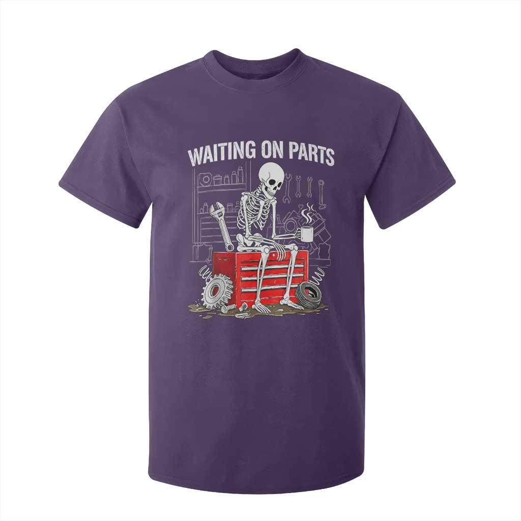 Waiting On Parts Skeleton Mechanic T Shirt For Kid Funny Sarcastic Auto Garage Repair Tech