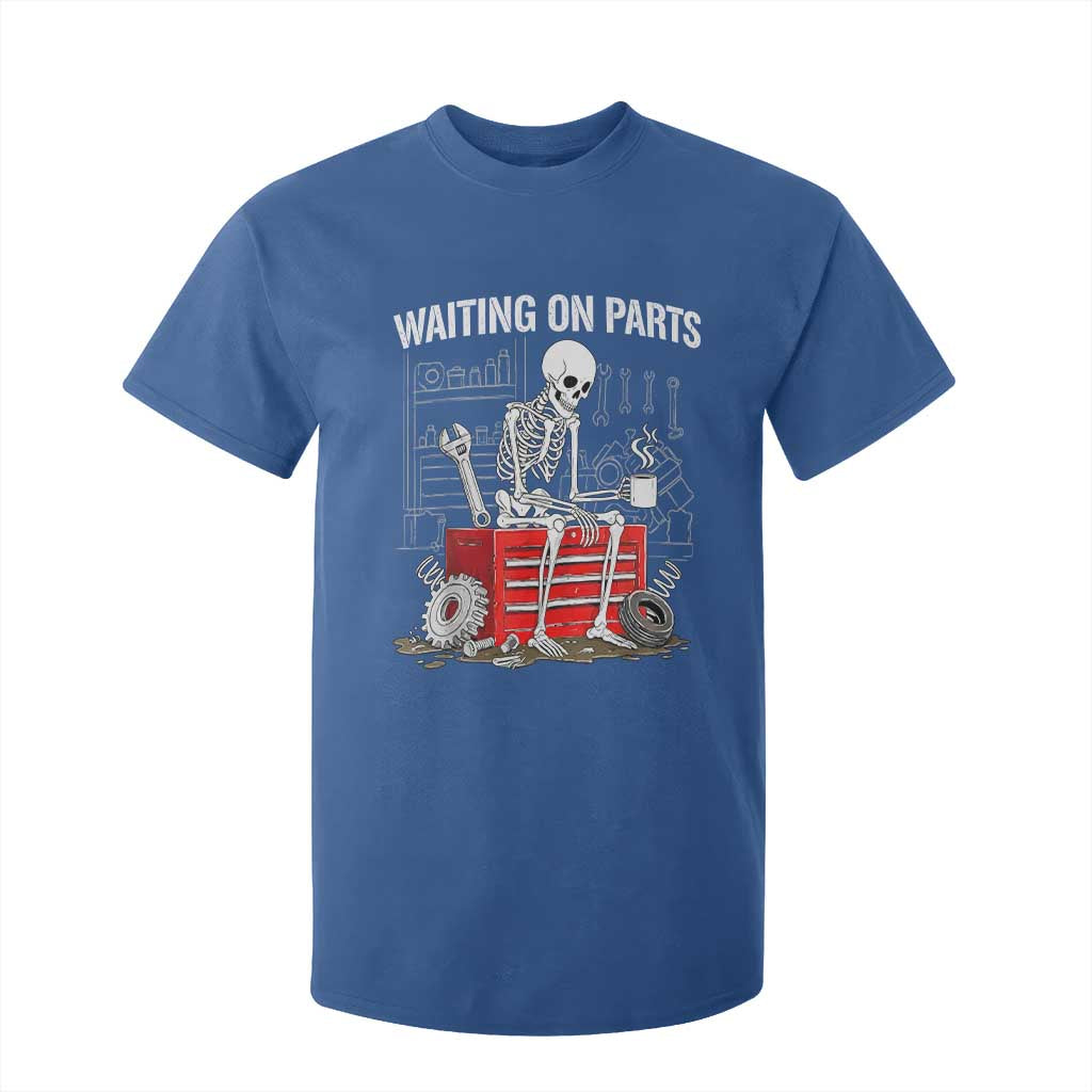 Waiting On Parts Skeleton Mechanic T Shirt For Kid Funny Sarcastic Auto Garage Repair Tech