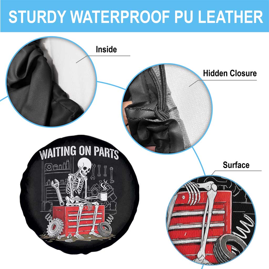 Waiting On Parts Skeleton Mechanic Spare Tire Cover Funny Sarcastic Auto Garage Repair Tech
