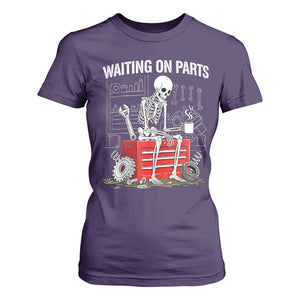 Waiting On Parts Skeleton Mechanic T Shirt For Women Funny Sarcastic Auto Garage Repair Tech