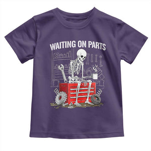 Waiting On Parts Skeleton Mechanic Toddler T Shirt Funny Sarcastic Auto Garage Repair Tech