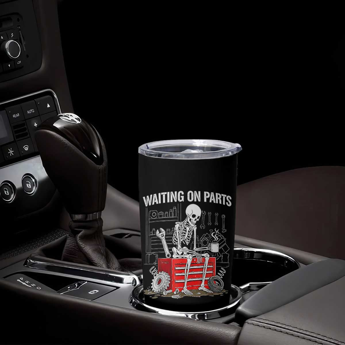 Waiting On Parts Skeleton Mechanic Tumbler Cup Funny Sarcastic Auto Garage Repair Tech
