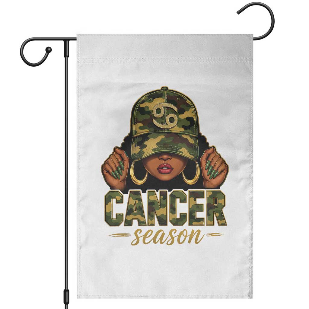Zodiac Queen Cancer Season Retro Camo Camouflage Graphic Garden Flag June July Horoscope Birthday Gift Melanin Women TS02 White Print Your Wear