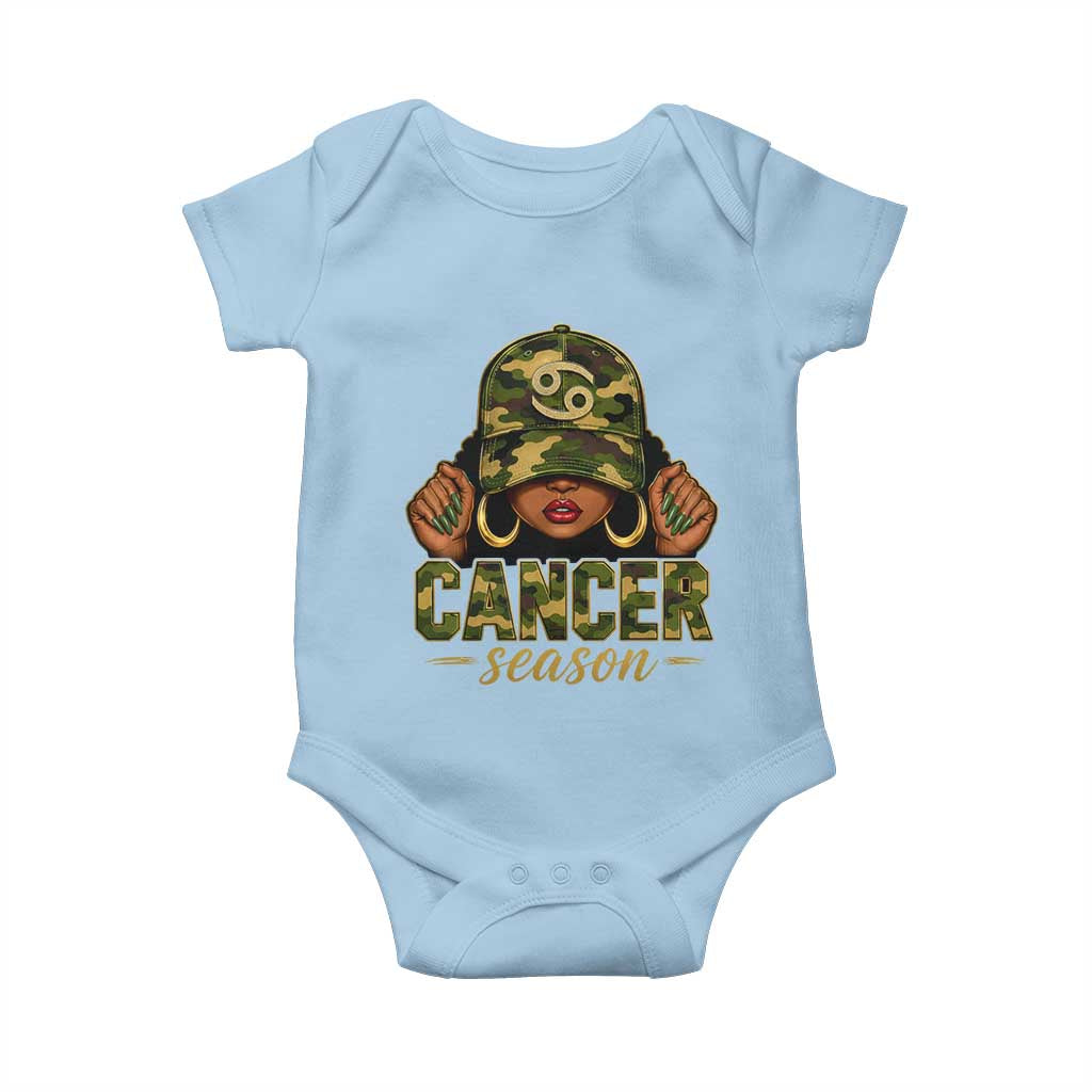 Zodiac Queen Cancer Season Retro Camo Camouflage Graphic Baby Onesie June July Horoscope Birthday Gift Melanin Women