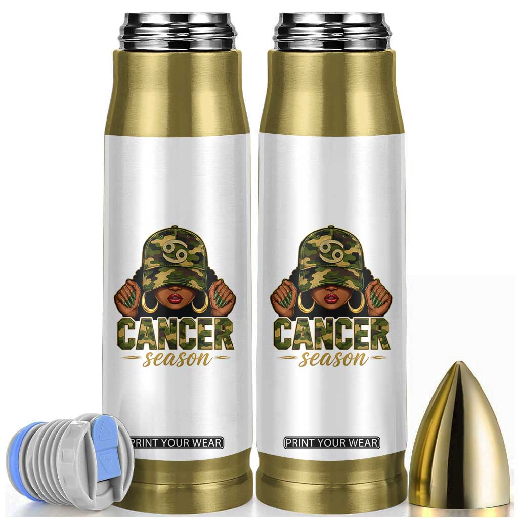 Zodiac Queen Cancer Season Retro Camo Camouflage Graphic Bullet Tumbler June July Horoscope Birthday Gift Melanin Women TS02 White Print Your Wear