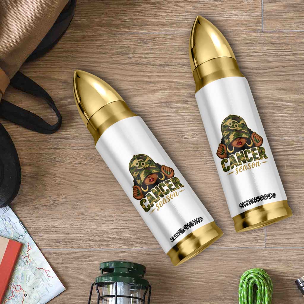 Zodiac Queen Cancer Season Retro Camo Camouflage Graphic Bullet Tumbler June July Horoscope Birthday Gift Melanin Women