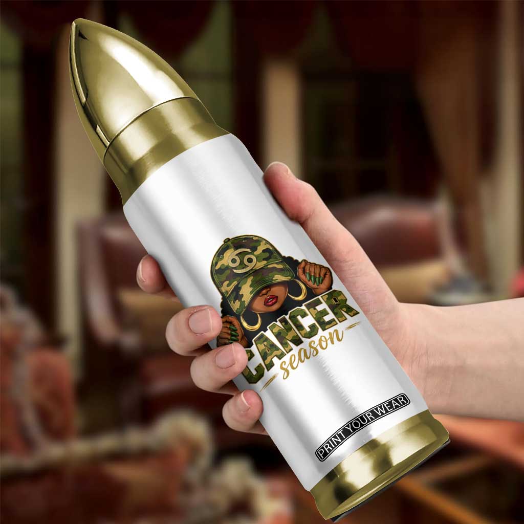 Zodiac Queen Cancer Season Retro Camo Camouflage Graphic Bullet Tumbler June July Horoscope Birthday Gift Melanin Women