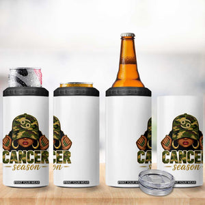 Zodiac Queen Cancer Season Retro Camo Camouflage Graphic 4 in 1 Can Cooler Tumbler June July Horoscope Birthday Gift Melanin Women