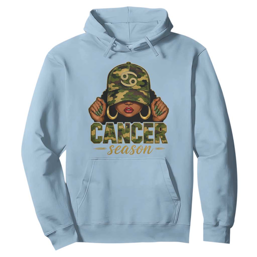 Zodiac Queen Cancer Season Retro Camo Camouflage Graphic Hoodie June July Horoscope Birthday Gift Melanin Women