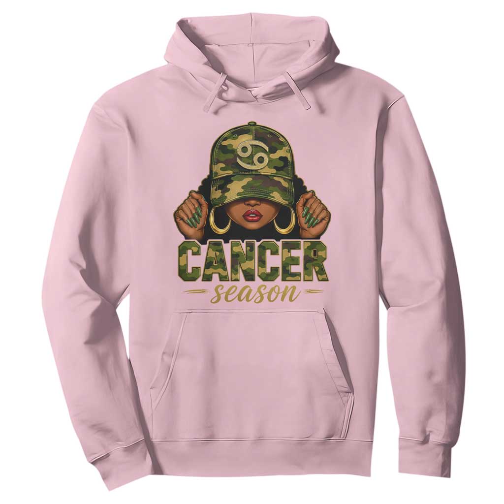 Zodiac Queen Cancer Season Retro Camo Camouflage Graphic Hoodie June July Horoscope Birthday Gift Melanin Women