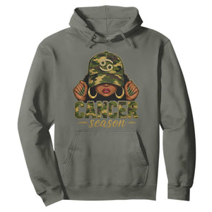 Zodiac Queen Cancer Season Retro Camo Camouflage Graphic Hoodie June July Horoscope Birthday Gift Melanin Women
