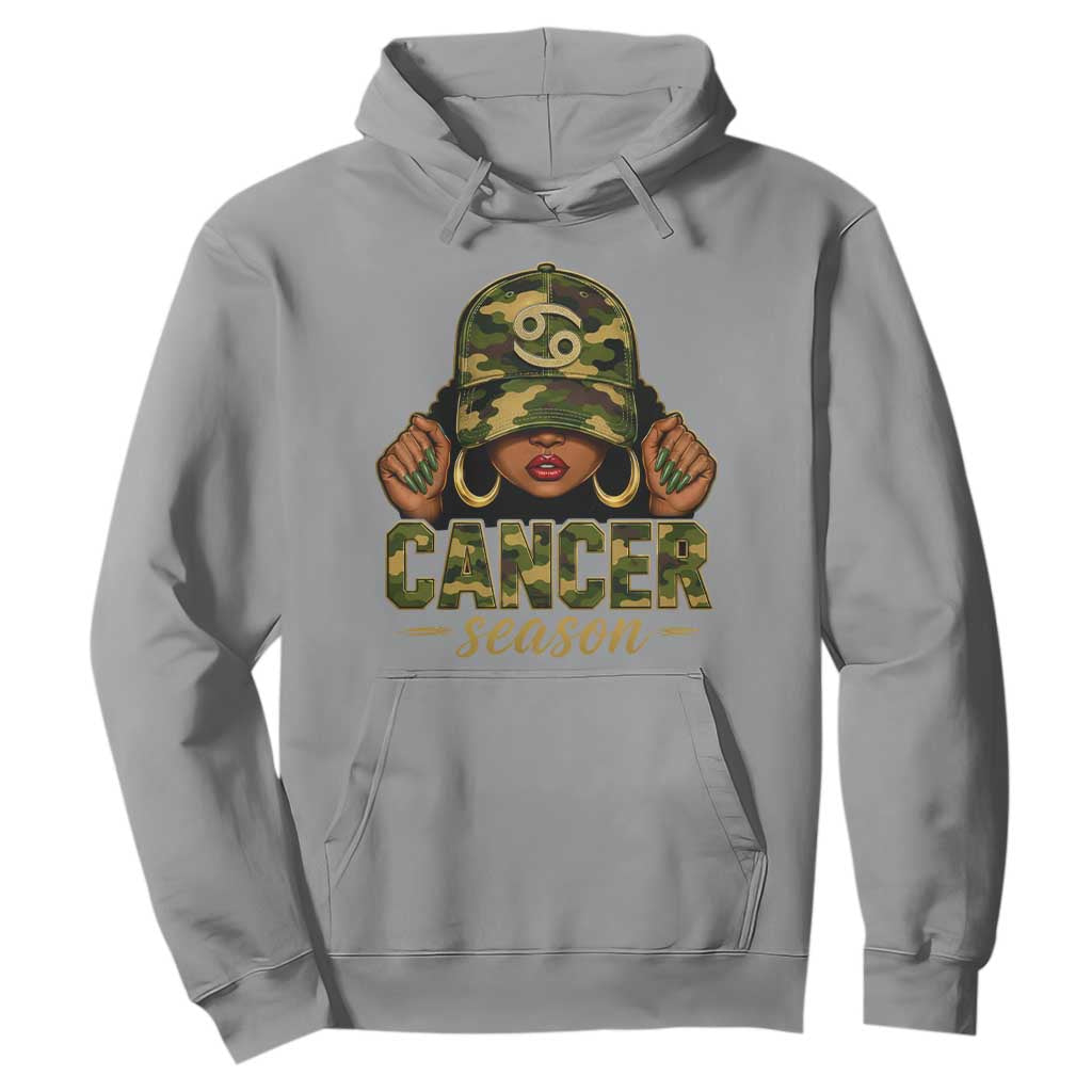 Zodiac Queen Cancer Season Retro Camo Camouflage Graphic Hoodie June July Horoscope Birthday Gift Melanin Women