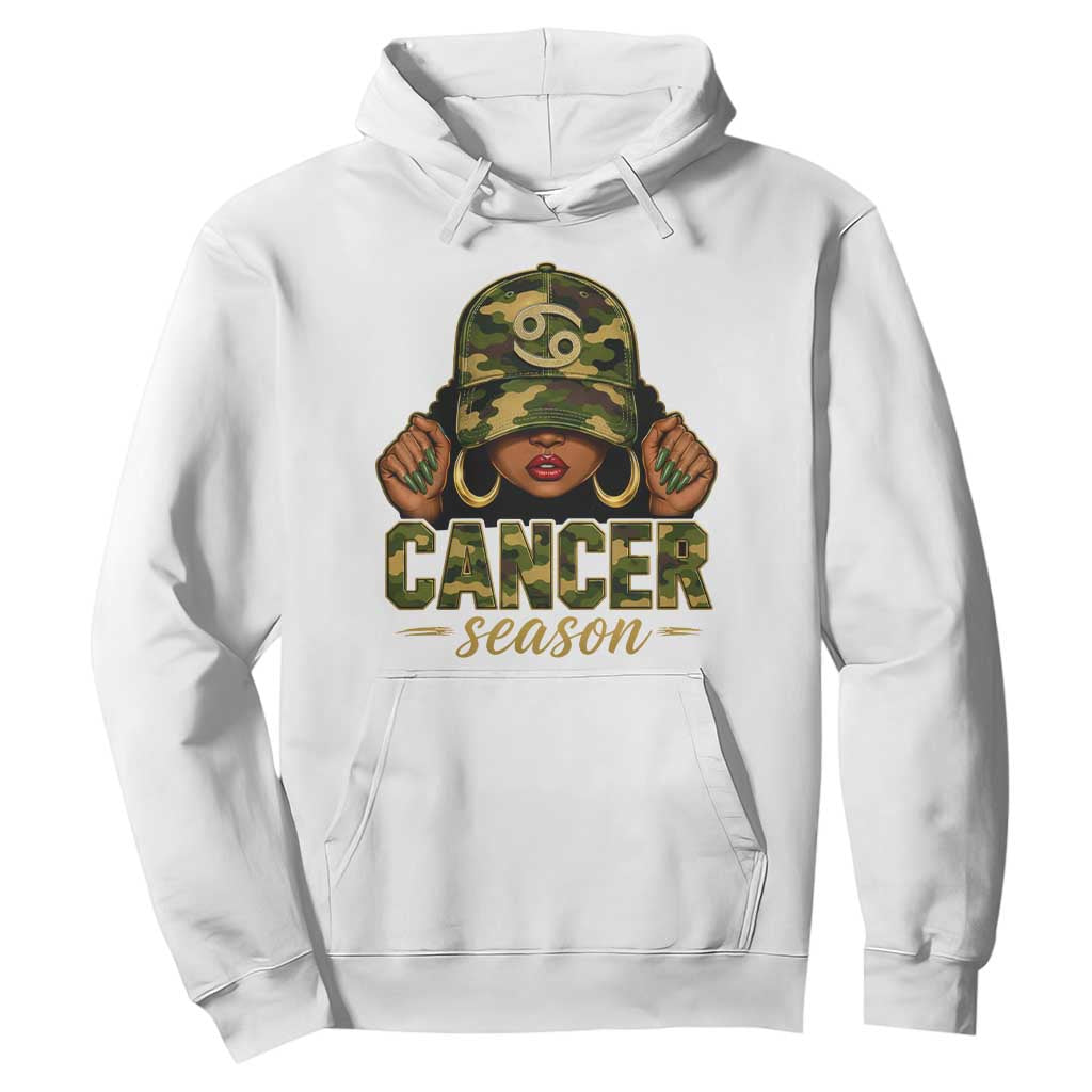 Zodiac Queen Cancer Season Retro Camo Camouflage Graphic Hoodie June July Horoscope Birthday Gift Melanin Women