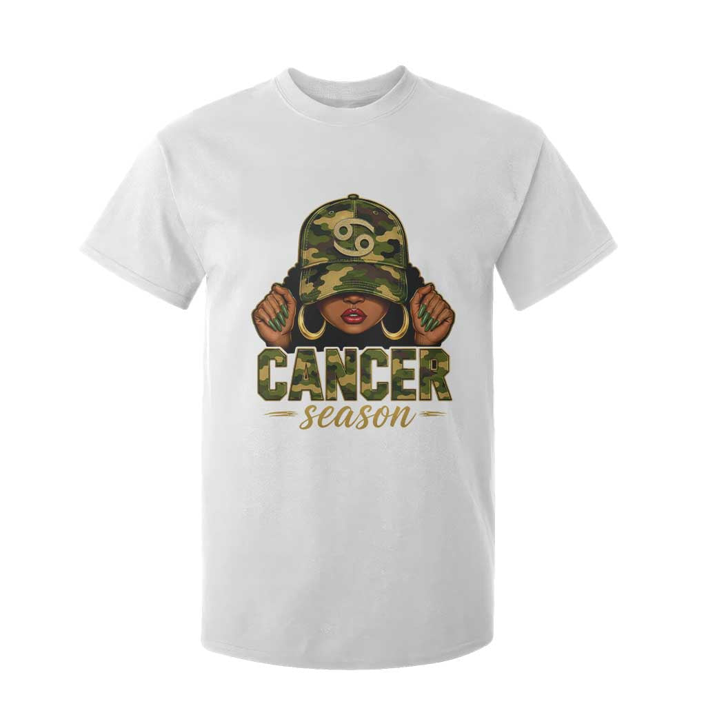 Zodiac Queen Cancer Season Retro Camo Camouflage Graphic T Shirt For Kid June July Horoscope Birthday Gift Melanin Women