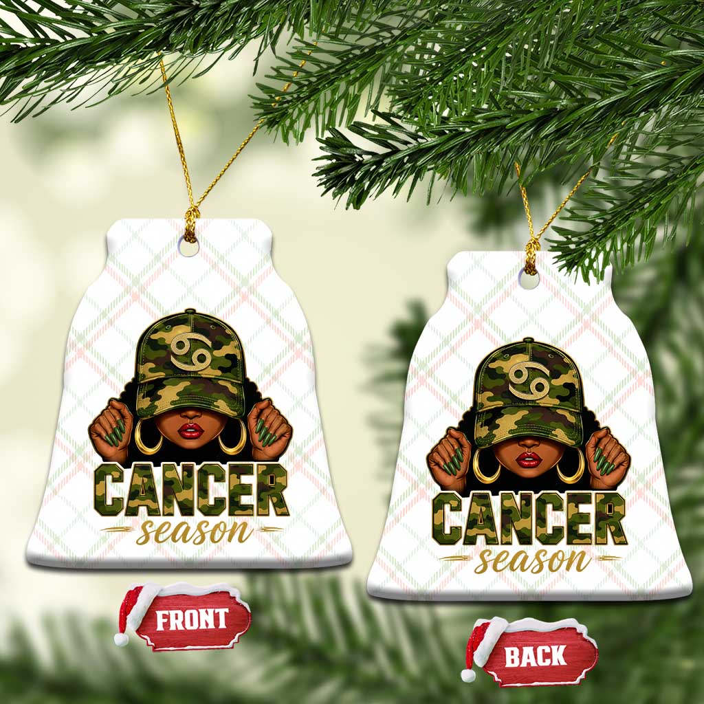 Zodiac Queen Cancer Season Retro Camo Camouflage Graphic Ceramic Ornament June July Horoscope Birthday Gift Melanin Women