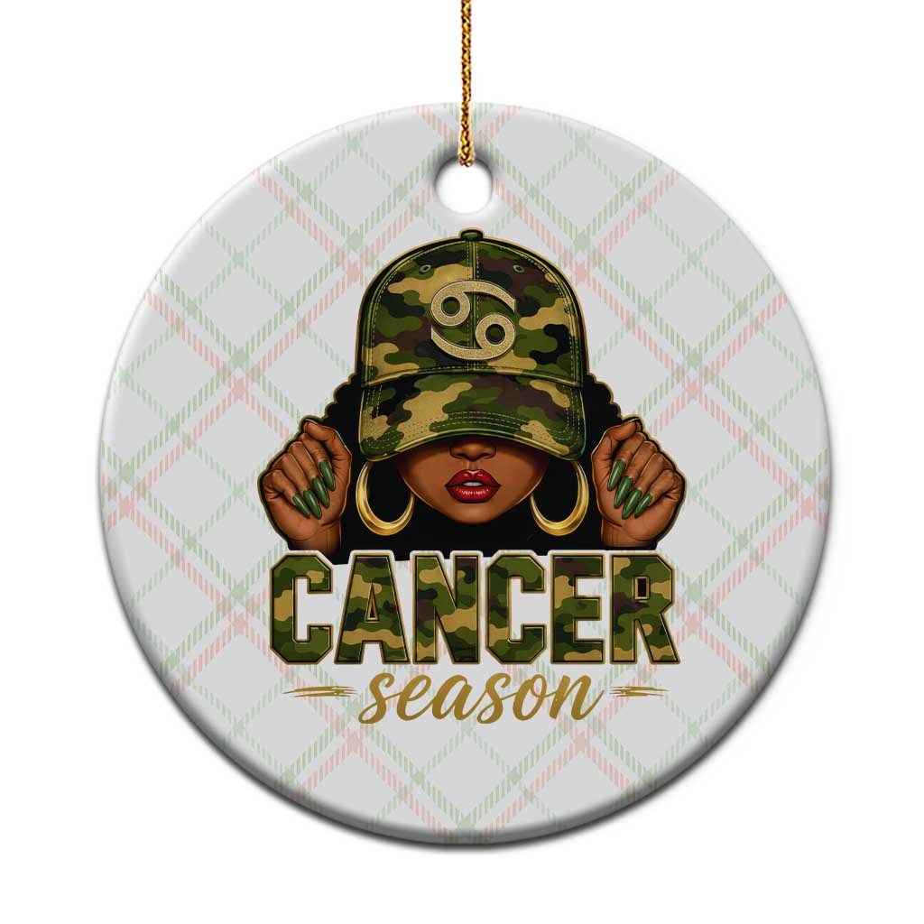 Zodiac Queen Cancer Season Retro Camo Camouflage Graphic Ceramic Ornament June July Horoscope Birthday Gift Melanin Women