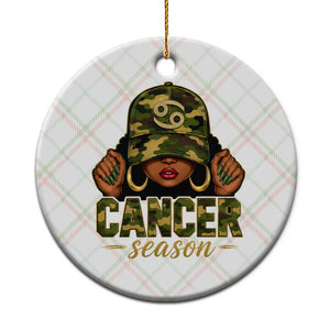 Zodiac Queen Cancer Season Retro Camo Camouflage Graphic Ceramic Ornament June July Horoscope Birthday Gift Melanin Women