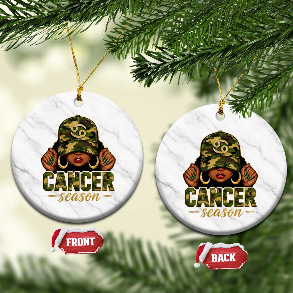 Zodiac Queen Cancer Season Retro Camo Camouflage Graphic Ceramic Ornament June July Horoscope Birthday Gift Melanin Women
