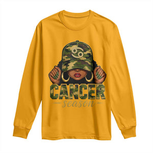 Zodiac Queen Cancer Season Retro Camo Camouflage Graphic Long Sleeve Shirt June July Horoscope Birthday Gift Melanin Women