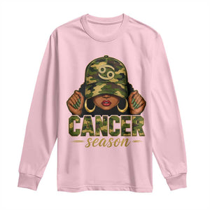 Zodiac Queen Cancer Season Retro Camo Camouflage Graphic Long Sleeve Shirt June July Horoscope Birthday Gift Melanin Women