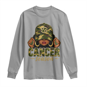 Zodiac Queen Cancer Season Retro Camo Camouflage Graphic Long Sleeve Shirt June July Horoscope Birthday Gift Melanin Women