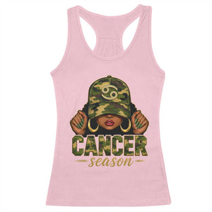 Zodiac Queen Cancer Season Retro Camo Camouflage Graphic Racerback Tank Top June July Horoscope Birthday Gift Melanin Women