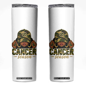 Zodiac Queen Cancer Season Retro Camo Camouflage Graphic Skinny Tumbler June July Horoscope Birthday Gift Melanin Women