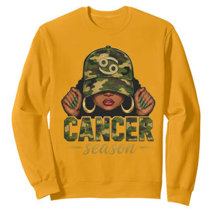 Zodiac Queen Cancer Season Retro Camo Camouflage Graphic Sweatshirt June July Horoscope Birthday Gift Melanin Women