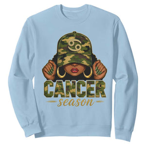 Zodiac Queen Cancer Season Retro Camo Camouflage Graphic Sweatshirt June July Horoscope Birthday Gift Melanin Women