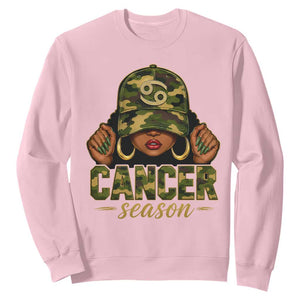Zodiac Queen Cancer Season Retro Camo Camouflage Graphic Sweatshirt June July Horoscope Birthday Gift Melanin Women