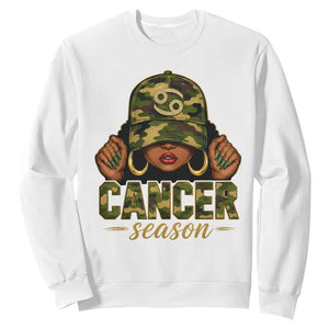 Zodiac Queen Cancer Season Retro Camo Camouflage Graphic Sweatshirt June July Horoscope Birthday Gift Melanin Women