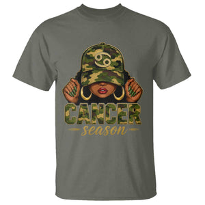 Zodiac Queen Cancer Season Retro Camo Camouflage Graphic T Shirt June July Horoscope Birthday Gift Melanin Women