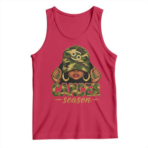 Zodiac Queen Cancer Season Retro Camo Camouflage Graphic Tank Top June July Horoscope Birthday Gift Melanin Women