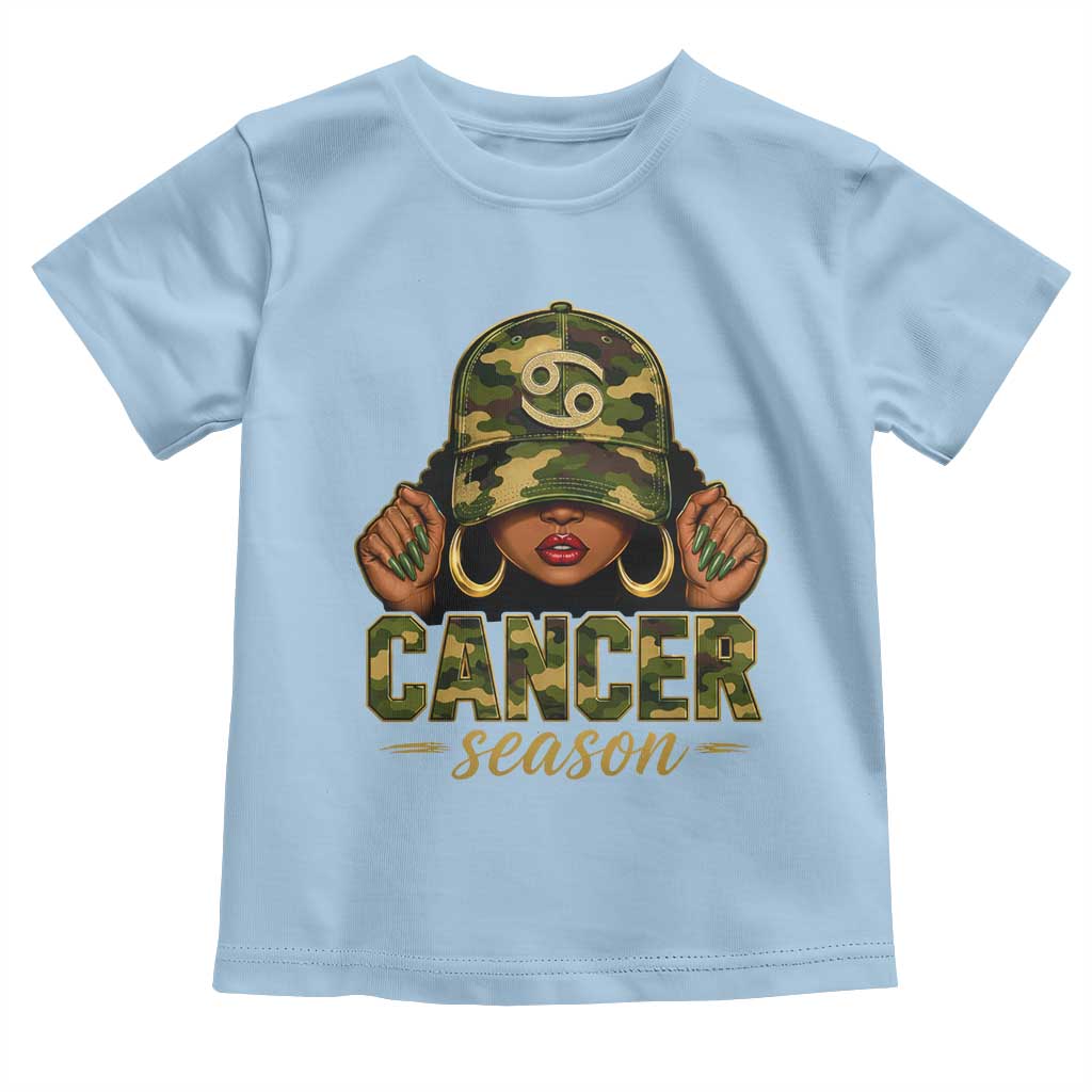 Zodiac Queen Cancer Season Retro Camo Camouflage Graphic Toddler T Shirt June July Horoscope Birthday Gift Melanin Women