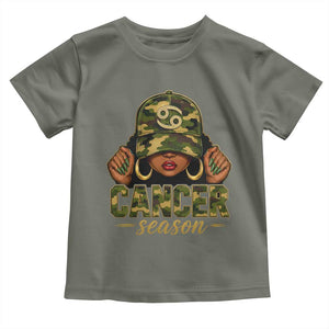 Zodiac Queen Cancer Season Retro Camo Camouflage Graphic Toddler T Shirt June July Horoscope Birthday Gift Melanin Women